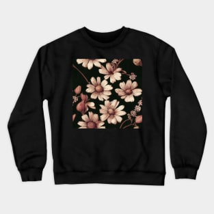 Brown and Cream Ivory Floral Classic Vintage Design Crewneck Sweatshirt